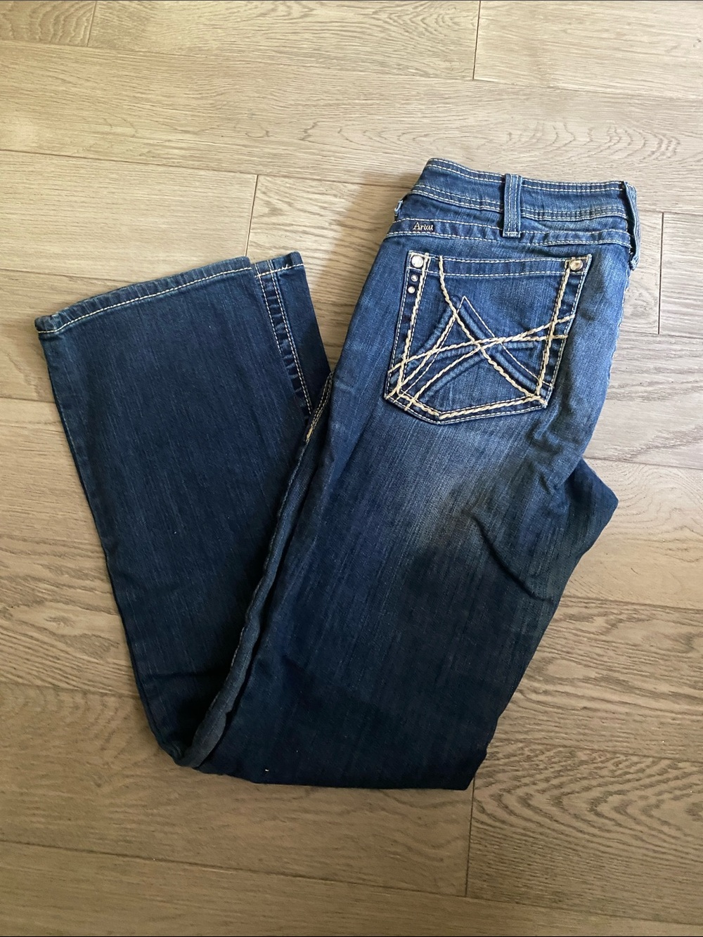 Ariat Dark Blue Boot Cut Jeans with Contrast Back Stitching